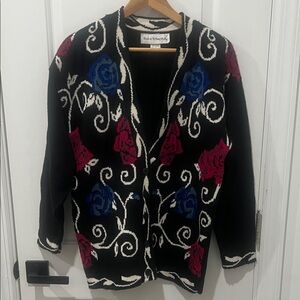 Vintage Norton McNaughton Floral Knit Cardigan, Size M or L